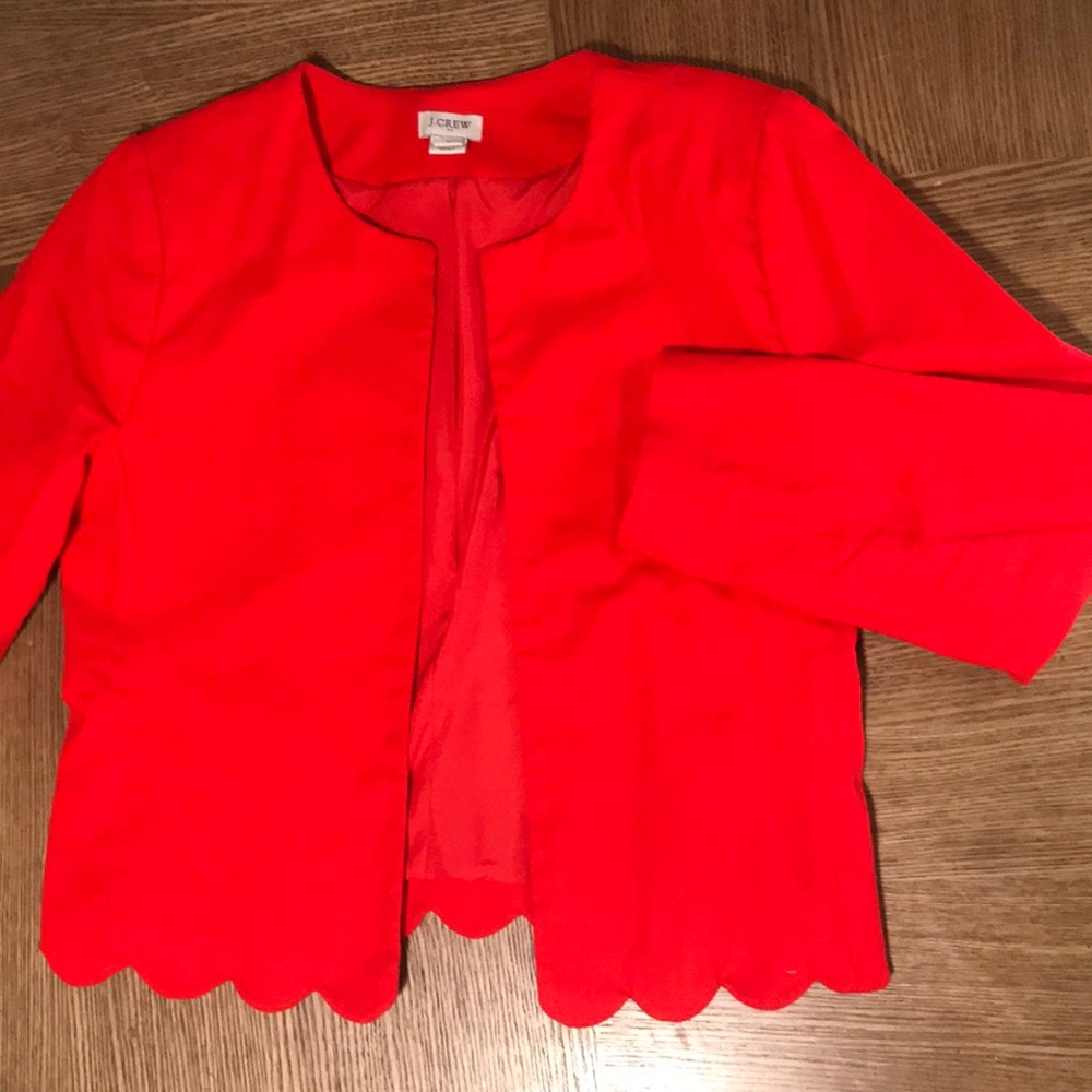 Red Scalloped J Crew Blazer